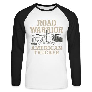 Trucker Trucking Gift Truck Trucker - Unisex Baseballshirt langarm - Weiß/Schwarz - Vorne - Nik (191cm)