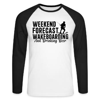 Prévisions du week-end Wakeboard et boire de la bière - T-shirt baseball manches longues Homme - blanc/noir - Devant - Nik (191cm)