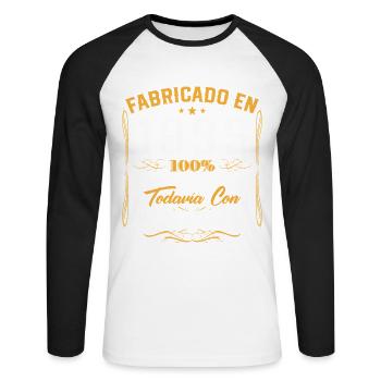 Fabriqué en 1995 Cadeau d’anniversaire vintage - T-shirt baseball manches longues Homme - blanc/noir - Devant - Nik (191cm)