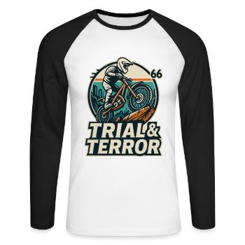 Motocross hero at Moto Trial and Terror Ride - Unisex Long Sleeve Baseball T-Shirt - white/black - Front - Nik (191cm)
