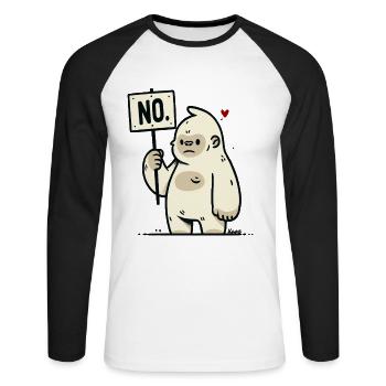 Funny Gorilla Monkey with No Sign Comic Style - Unisex Long Sleeve Baseball T-Shirt - white/black - Front - Nik (191cm)
