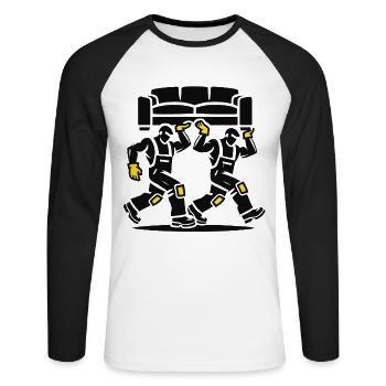 Déménagement, déménageur, déménageur, aide au déménagement - T-shirt baseball manches longues Homme - blanc/noir - Devant - Nik (191cm)