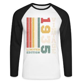 1935 Retro Vintage Anniversary Vintage - Unisex Long Sleeve Baseball T-Shirt - white/black - Front - Nik (191cm)