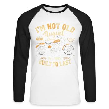 Août 1995 Août 1995 Août 1995 - T-shirt baseball manches longues Homme - blanc/noir - Devant - Nik (191cm)