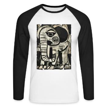 Abstract elephant in black and white - Unisex Long Sleeve Baseball T-Shirt - white/black - Front - Nik (191cm)