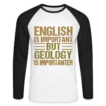 Géologie Roche - T-shirt baseball manches longues Homme - blanc/noir - Devant - Nik (191cm)