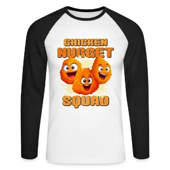 Chicken Nugget - Unisex Long Sleeve Baseball T-Shirt - white/black - Front - Nik (191cm)