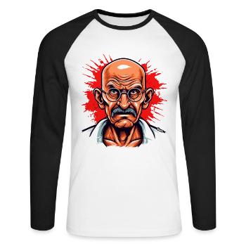 Leader de la Révolution pacifique - T-shirt baseball manches longues Homme - blanc/noir - Devant - Nik (191cm)