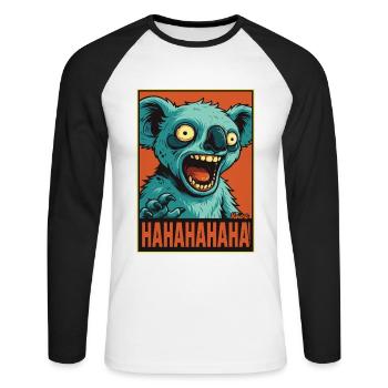 Screaming Laughing Comic Koala - Unisex Long Sleeve Baseball T-Shirt - white/black - Front - Nik (191cm)
