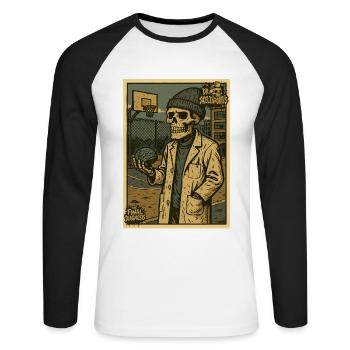 Skeleton with brain on basketball court - Unisex Long Sleeve Baseball T-Shirt - white/black - Front - Nik (191cm)