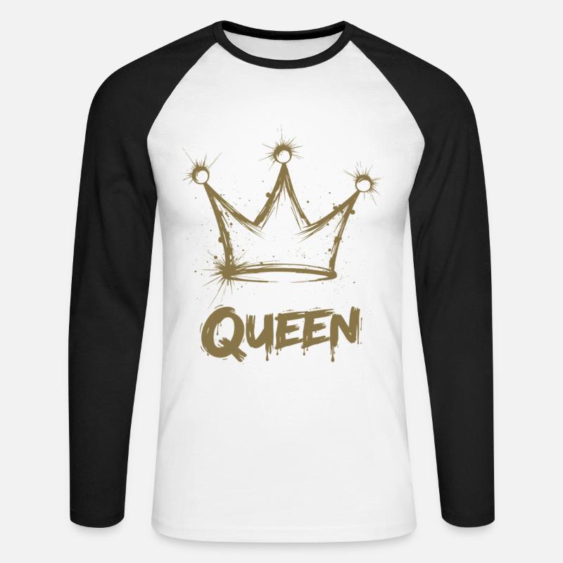 Queen Krone Splash - Unisex Baseballshirt langarm - Weiß/Schwarz