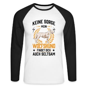 Irischer Wolfshund findet dich seltsam - Unisex Baseballshirt langarm - Weiß/Schwarz - Vorne - Nik (191cm)