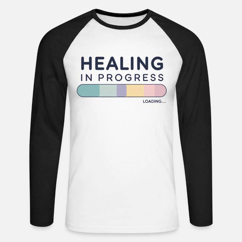 Healing In Progress - Unisex Baseballshirt langarm - Weiß/Schwarz