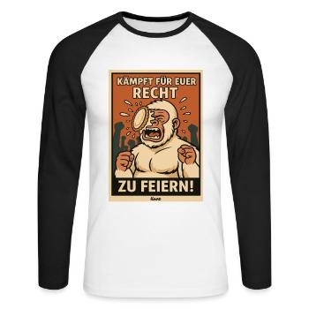 Yéti avec un gâteau sur le visage lors d’une fête - T-shirt baseball manches longues Homme - blanc/noir - Devant - Nik (191cm)