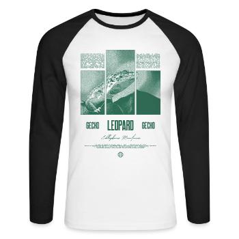 Gecko léopard Gardien de reptiles Streetwear - T-shirt baseball manches longues Homme - blanc/noir - Devant - Nik (191cm)