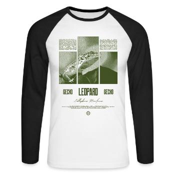 Gecko léopard Gardien de reptiles Streetwear - T-shirt baseball manches longues Homme - blanc/noir - Devant - Nik (191cm)