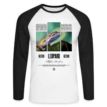 Leopard Gecko Reptile Keeper Streetwear - Unisex Long Sleeve Baseball T-Shirt - white/black - Front - Nik (191cm)