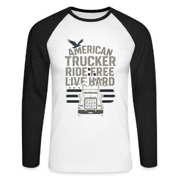 Camionneur Camionnage Cadeau Camionneur - T-shirt baseball manches longues Homme - blanc/noir - Devant - Nik (191cm)