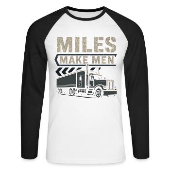 Camionneur Camionnage Cadeau Camionneur - T-shirt baseball manches longues Homme - blanc/noir - Devant - Nik (191cm)
