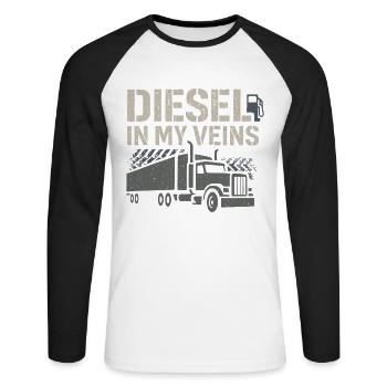 Camionneur Camionnage Cadeau Camionneur - T-shirt baseball manches longues Homme - blanc/noir - Devant - Nik (191cm)