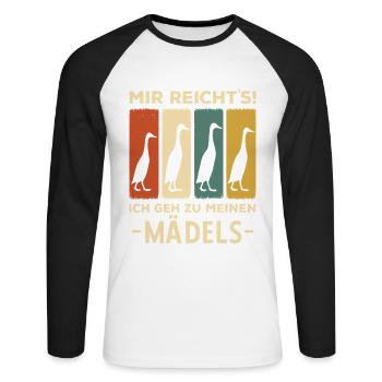 J’en ai assez, je vais voir mes filles - T-shirt baseball manches longues Homme - blanc/noir - Devant - Nik (191cm)
