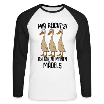 J’en ai assez, je vais voir mes filles - T-shirt baseball manches longues Homme - blanc/noir - Devant - Nik (191cm)
