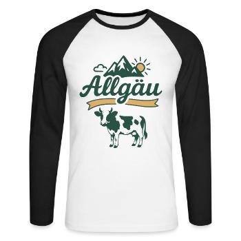 Allgäu Alpen Wandern Berge Kuh Bergsteiger - Unisex Baseballshirt langarm - Weiß/Schwarz - Vorne - Nik (191cm)