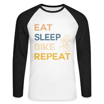 Eat sleep bike repeat - Unisex Long Sleeve Baseball T-Shirt - white/black - Front - Nik (191cm)