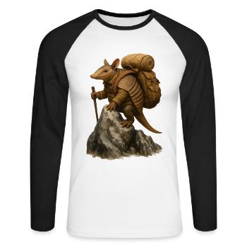 Armadillo Gürteltier Wandern - Unisex Baseballshirt langarm - Weiß/Schwarz - Vorne - Nik (191cm)