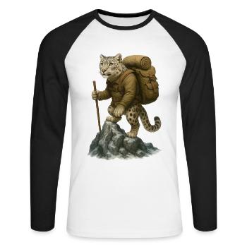 Snow Leopard Hiking - Unisex Long Sleeve Baseball T-Shirt - white/black - Front - Nik (191cm)