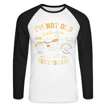 Geburtstag 1973 Jahrgang September 1973 Geschenk - Unisex Baseballshirt langarm - Weiß/Schwarz - Vorne - Nik (191cm)