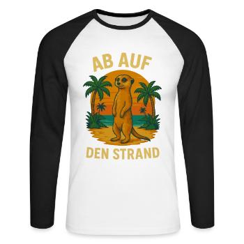 Meerkat Retro Summer Beach Holiday Sea Palm Trees - Unisex Long Sleeve Baseball T-Shirt - white/black - Front - Nik (191cm)