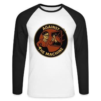 Teacher against the machine in the classroom - Unisex Long Sleeve Baseball T-Shirt - white/black - Front - Nik (191cm)