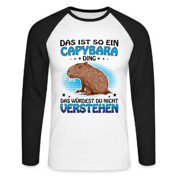 Une telle chose de Capybara Capybara - T-shirt baseball manches longues Homme - blanc/noir - Devant - Nik (191cm)
