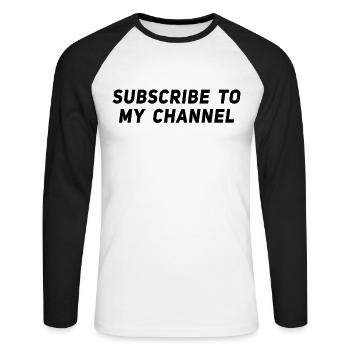 Subscribe to my Channel - Blogger Influencer - Unisex Long Sleeve Baseball T-Shirt - white/black - Front - Nik (191cm)