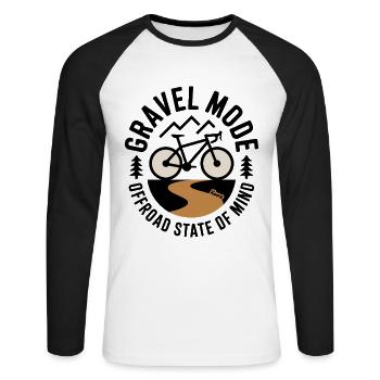 Vélo de gravier avec motif de montagne et chemin de gravier - T-shirt baseball manches longues Homme - blanc/noir - Devant - Nik (191cm)