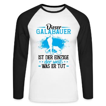 L’agriculteur paysagiste est le seul jardinier paysagiste - T-shirt baseball manches longues Homme - blanc/noir - Devant - Nik (191cm)
