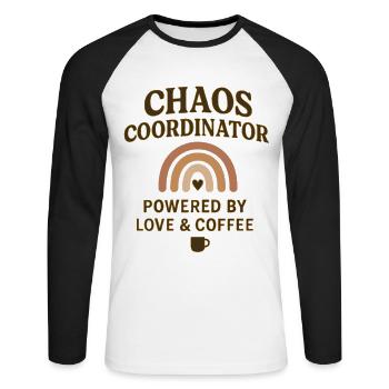 Chaos Coordinator Mama Shirt Geschenk Kaffee Liebe - Unisex Baseballshirt langarm - Weiß/Schwarz - Vorne - Nik (191cm)