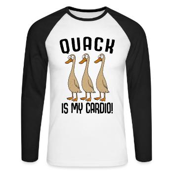 Running Duck Duck Running Duck Quack est mon cardio - T-shirt baseball manches longues Homme - blanc/noir - Devant - Nik (191cm)