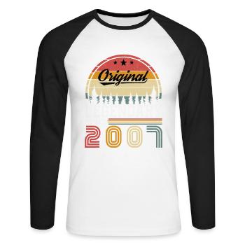 2007 Vintage Born 2007 Vintage Birthday Gift - Unisex Long Sleeve Baseball T-Shirt - white/black - Front - Nik (191cm)