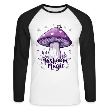Magie des champignons - Champignon mystique - T-shirt baseball manches longues Homme - blanc/noir - Devant - Nik (191cm)