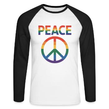 Peace Regenbogen Queer LGBTQ+ Pride Day - Unisex Baseballshirt langarm - Weiß/Schwarz - Vorne - Nik (191cm)
