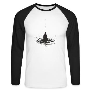 Japanese Meditation – Zen Calm in the Water - Unisex Long Sleeve Baseball T-Shirt - white/black - Front - Nik (191cm)