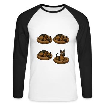 Belgischer Malinois - Unisex Baseballshirt langarm - Weiß/Schwarz - Vorne - Nik (191cm)