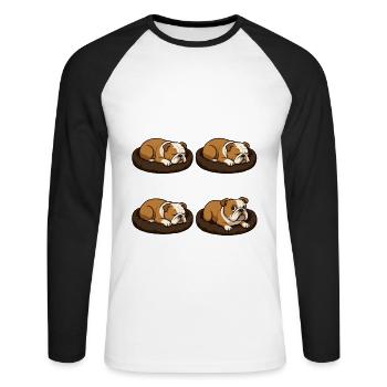 Bouledogue - T-shirt baseball manches longues Homme - blanc/noir - Devant - Nik (191cm)