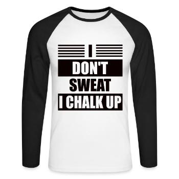 Ich Schwitze Nicht, Ich Kreide Boulder - Unisex Baseballshirt langarm - Weiß/Schwarz - Vorne - Nik (191cm)