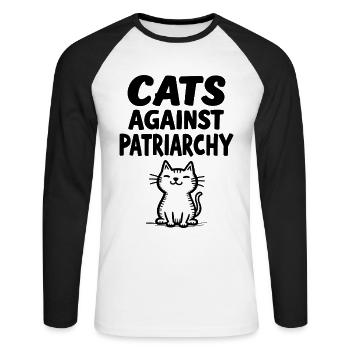 Déclaration de Cats Against Patriarchy - T-shirt baseball manches longues Homme - blanc/noir - Devant - Nik (191cm)