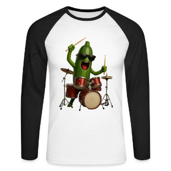 Zucchini Drums - Unisex Long Sleeve Baseball T-Shirt - white/black - Front - Nik (191cm)