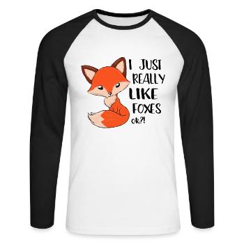 J'aime vraiment les renards cadeau renard renard roux - T-shirt baseball manches longues Homme - blanc/noir - Devant - Nik (191cm)