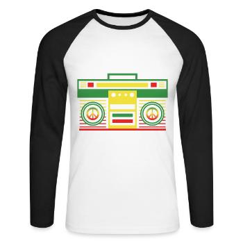 Retro Cassette Player Cadeau pour la musique reggae & - T-shirt baseball manches longues Homme - blanc/noir - Devant - Nik (191cm)